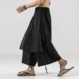 Men's Japanese Retro Casual Linen Straight Cropped Hakama