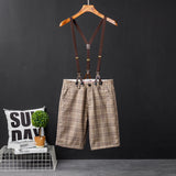 American Vintage Plaid Suit Short Pants With Suspender