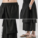 Men's Japanese Retro Casual Linen Straight Cropped Hakama