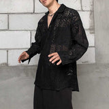 Vintage Loose Cutout Cuban Collar Shirt