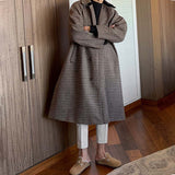 Vintage Plaid Mid Length Coat