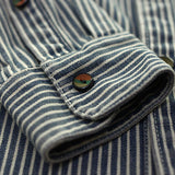 Vintage Washed Slim Striped Long Sleeve Denim Shirt