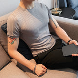 Men's Business Short Sleeve Elastic Slim T-Shirt