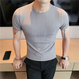 Men's Business Short Sleeve Elastic Slim T-Shirt