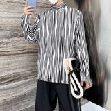 Men's Striped Turtleneck Long Sleeve T-shirt