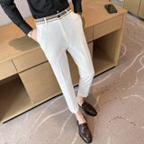 Men's Retro Business Color Block Slim Pants
