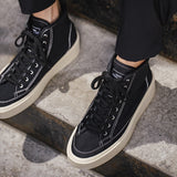 Men's Vintage High Top Canvas  Black Sneakers