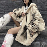 Hip Hop Plush Thick Loose Tie Dye Coat