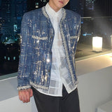 Men's Vintage Casual Beaded Sequin Denim Jacket