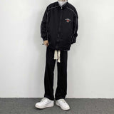 Casual Plush Wavy Striped Loose Reversible Jacket