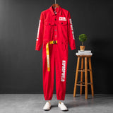 Men's Fashion Casual Long Sleeve Jumpsuits Cotton Button Down One Piece Coverall Tracksuits with Pockets