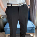 Men's Retro Business Color Block Slim Pants