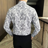 Men's Business Casual Slim British Floral Shirt