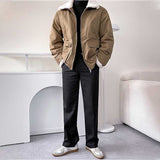 Casual Solid Color Stitching Thick Loose Tooling Jacket