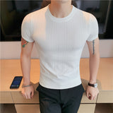 Men's Business Short Sleeve Elastic Slim T-Shirt