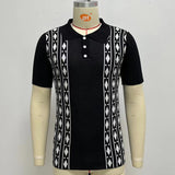 Men's Summer Casual Slim Lapel Jacquard Short Sleeve Knitted POLO Top