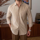 Men's Japanese Retro Casual Corduroy Long Sleeve Shirt