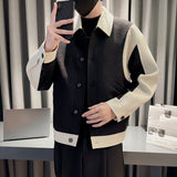 Men's Solid Color Casual Color Block Lapel Jacket