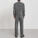 Men's British Denim Jacket Retro Loose Straight Leg Pants