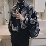 Men's Retro Casual Wavy Long Sleeve Shirt