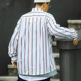 Men's Japanese Retro Striped Long Sleeves Shirt