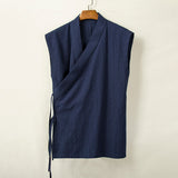 Japanese Style Large Slanted Breasted Waistcoat Vest Loose Thin Cotton Linen Vest