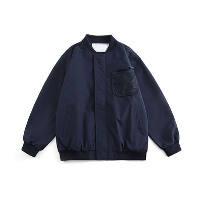 Men's Solid Pocket Stand Collar Jacket, Casual Lightweight Coat, Spring Fall Bomber Outerwear