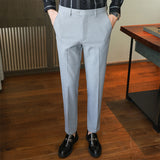 Men's Business Casual High Waisted Pants Slim Fit Dress Pants