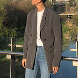 Dark Gray Casual Simple Blazer