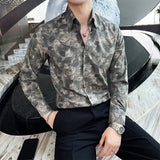 Men's Business Casual Slim British Floral Shirt