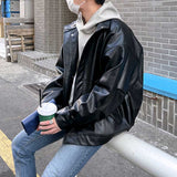 Men's Retro Thick Motorcycle PU Leather Jacket
