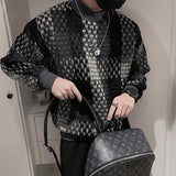 Men's Casual Plaid Long Sleeve Turtleneck Sweatshirt