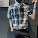 Men's Vintage Business Plaid Short Sleeve T-Shirt