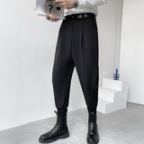 Men's British Casual Black Solid Color Pants