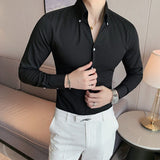 Men's Solid Color V-Neck Long Sleeve Shirt