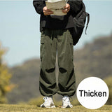 Japanese Casual Sports Corduroy Wide Leg Cargo Pants