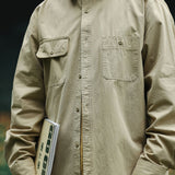 Men's Retro Solid Color Tooling Shirt