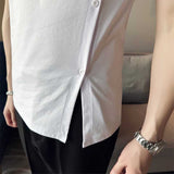 Men's Casual Business Slim Slit Round Neck Short Sleeve T-Shirt