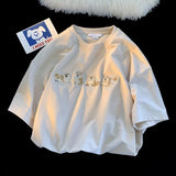 Japanese Vintage Dog Embroidery T-Shirt