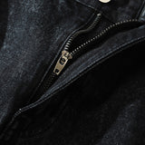 Men's Vintage Hip Hop Side Button Loose Wash Green Jeans