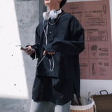 Men's Casual Solid Color Pullover Fake Two-Piece Long Sleeve Shirt
