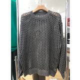 Cutout Loose Crew Neck Long Sleeve Knit Sweater