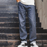 "Wabash Raw Denim" Railway Stripe Straight Men's Pants