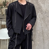 Cropped Jacket With Metal Belt