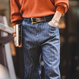 "Wabash Raw Denim" Railway Stripe Straight Men's Pants