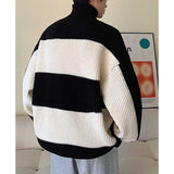 Striped Colorblock Turtleneck POLO Knit Sweater