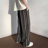 Elastic Waist Striped Wide Leg Pants Loose Drape Mopping Pants