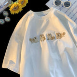 Japanese Vintage Dog Embroidery T-Shirt