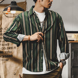 Men's Vintage Striped Color Block Shirt