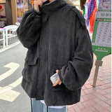 Casual Loose Stand Collar Large Pocket Corduroy Jackets